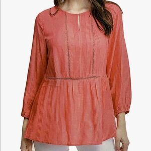 Fever coral pink 3/4 sleeves lightweight blouse top size M